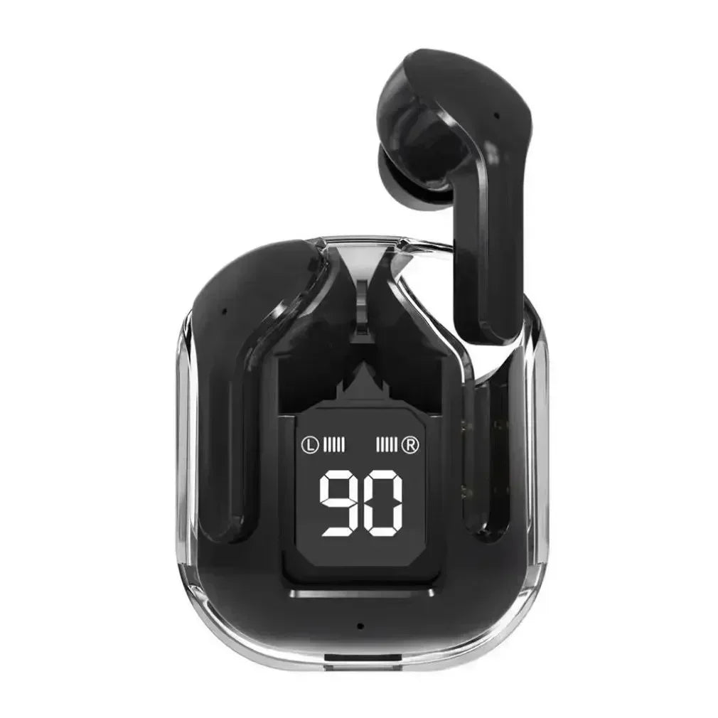 black Color Transparent TWS Bluetooth Earbuds – HIFI Sound & LED Case