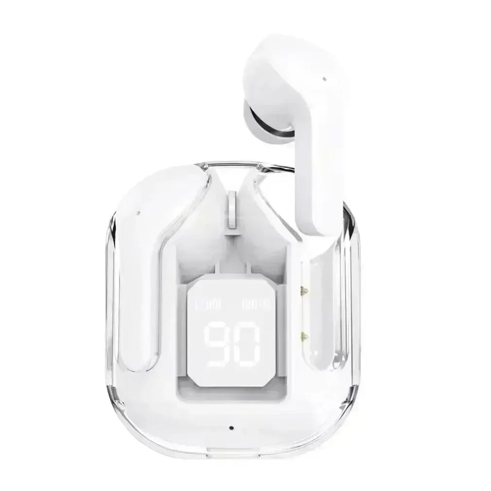white Color Transparent TWS Bluetooth Earbuds – HIFI Sound & LED Case