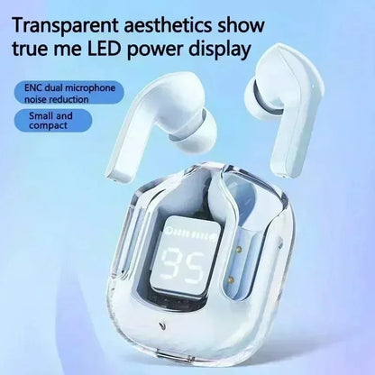 Transparent TWS Bluetooth Earbuds – HIFI Sound & LED Case
