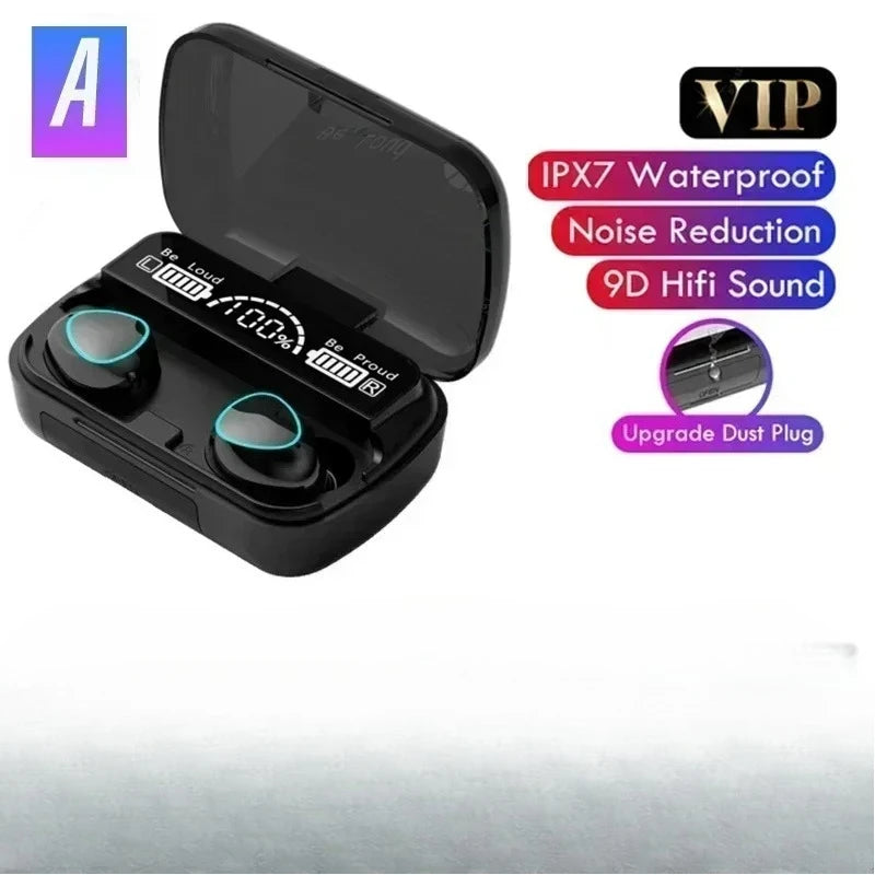 black Color Bluetooth 5.1 Wireless Earbuds HiFi With LED Display
