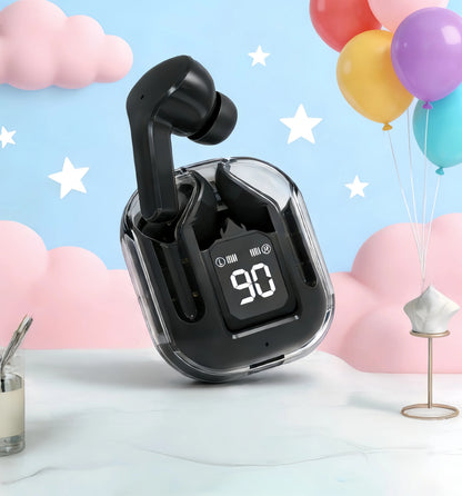 Transparent TWS Bluetooth Earbuds – HIFI Sound & LED Case